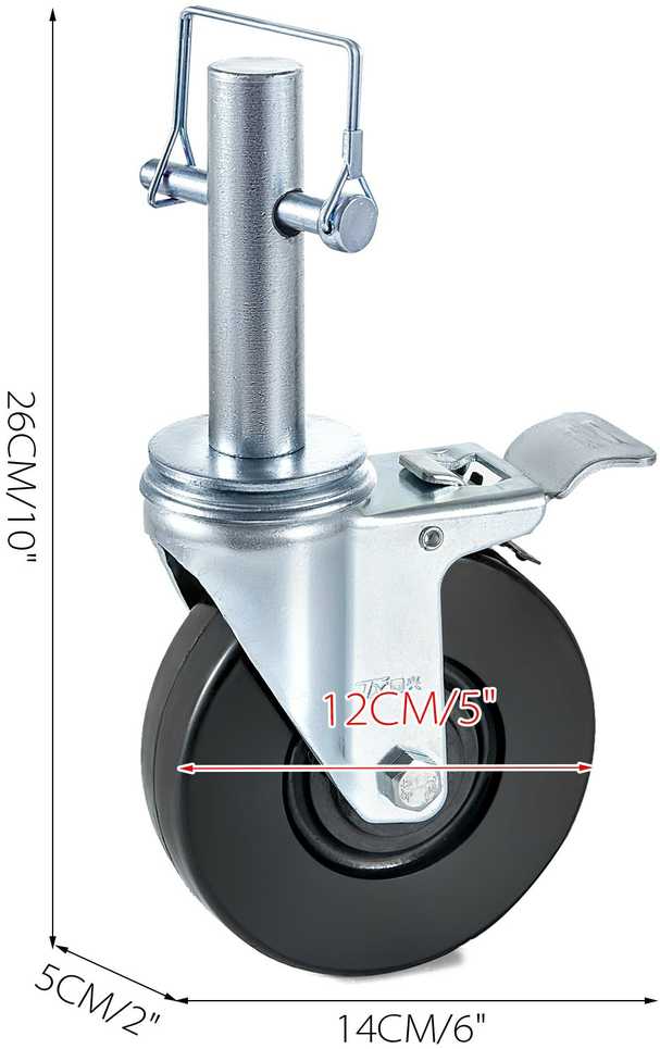 VEVOR 5" pastolių ratukas su užraktu 280 kg, 4 vnt.