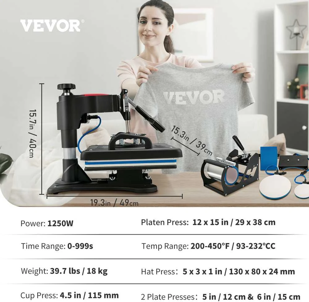 VEVOR 5 viename termo presas 12x15 cm