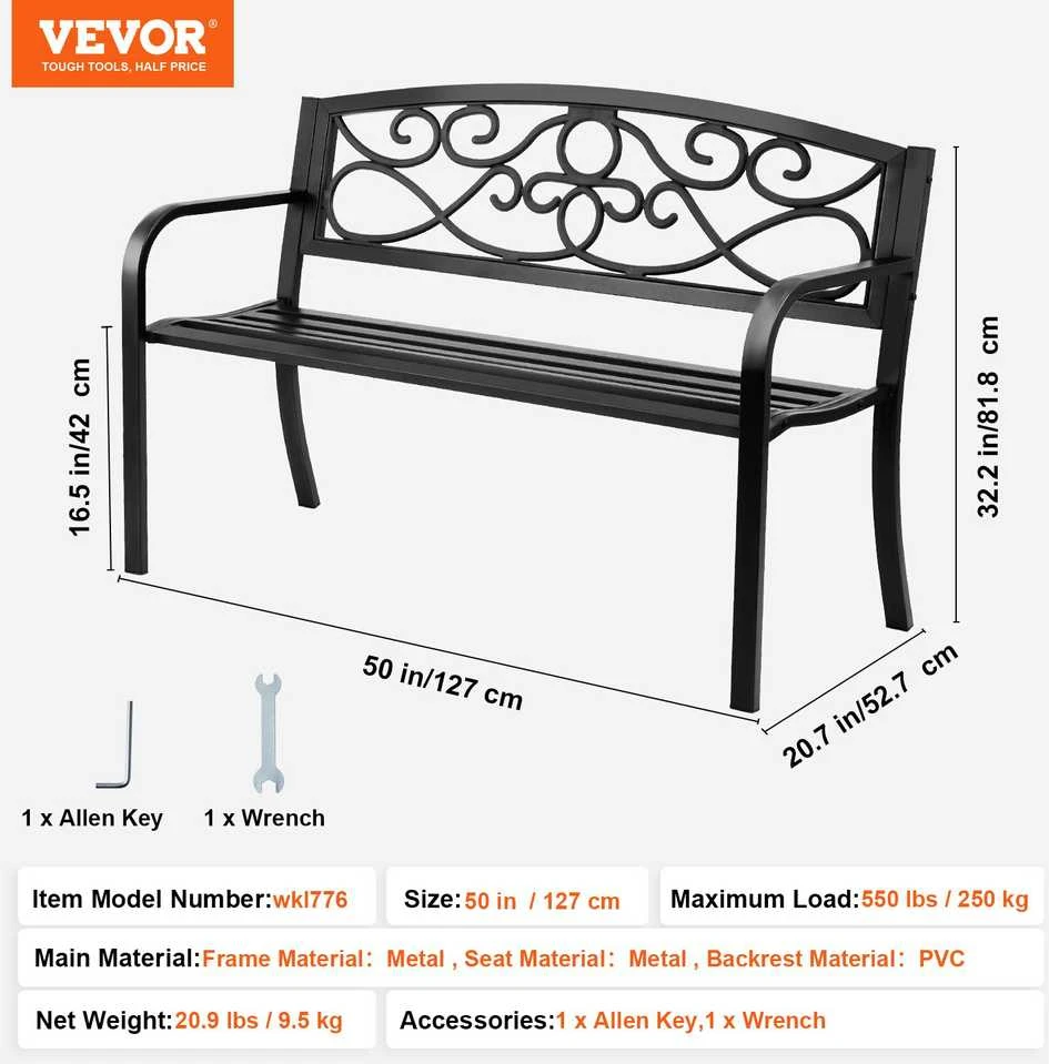 VEVOR 50 cm metalinis lauko suolas