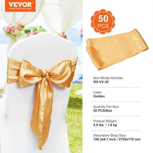VEVOR 50 vnt. auksinės kėdės elastinės juostos