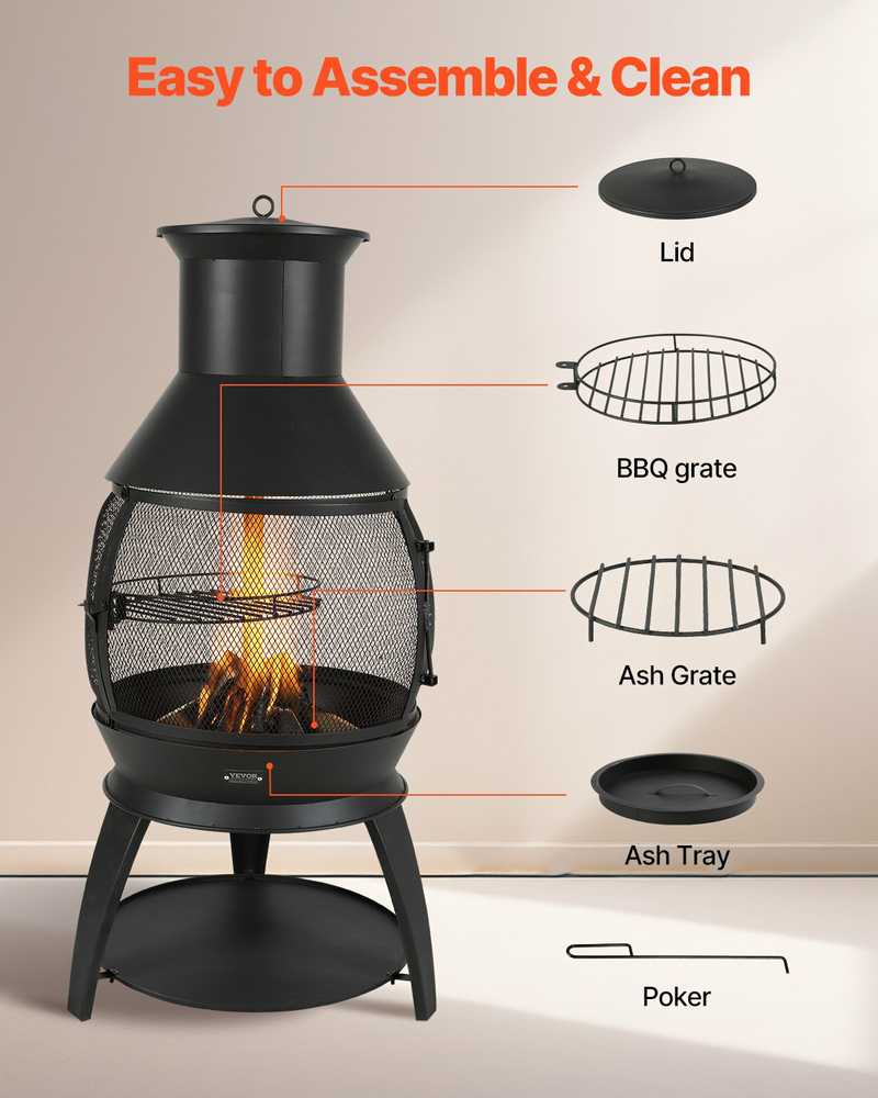 Vevor 56 cm lauko kaminas su kepsnine