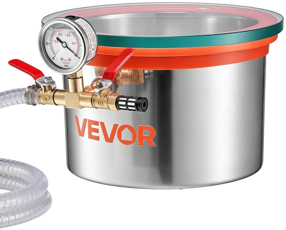VEVOR 5,7 l vakuuminė kamera su grūdinio stiklo dangčiu