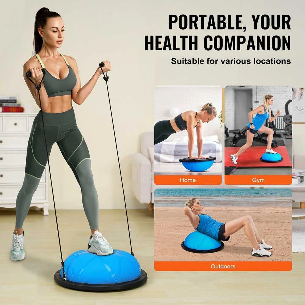 VEVOR 58 cm pusė treniruoklio kamuolio su elastingomis juostomis