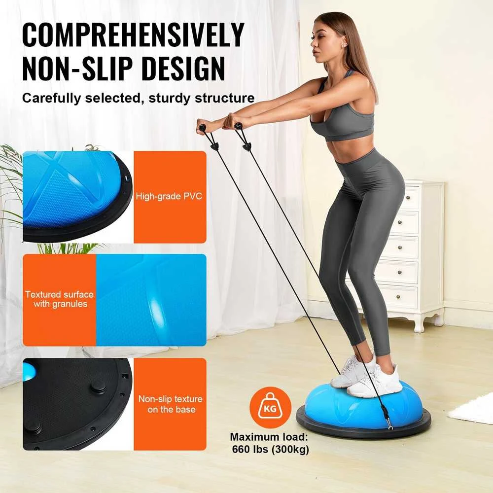 VEVOR 58 cm pusė treniruoklio kamuolio su elastingomis juostomis