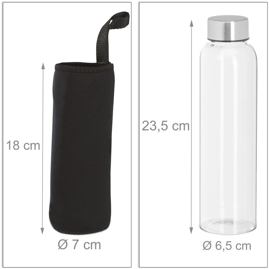 Gertuvė Relaxdays 6 dalių stiklinių vandens butelių rinkinys, 500 ml