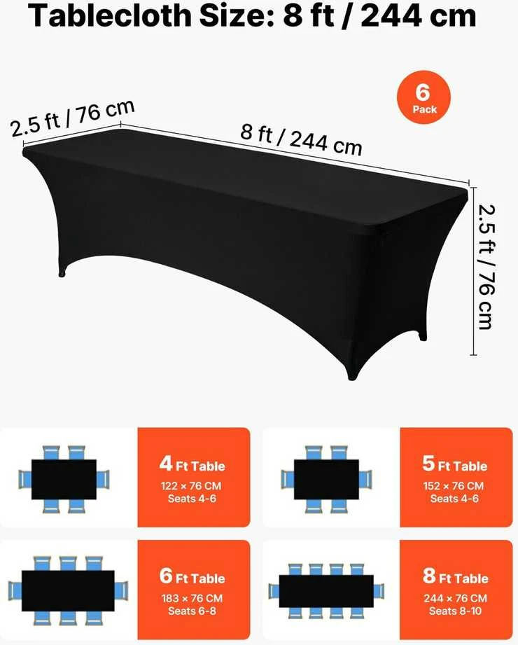 VEVOR 6 komplekto stalo užtiesalai 8FT stačiakampiams
