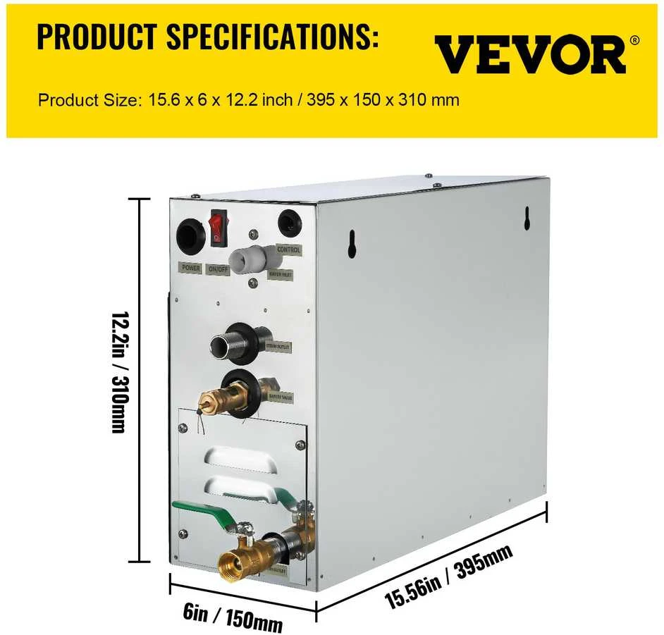 VEVOR 6 kW pirties garų generatorius su LED ekranu