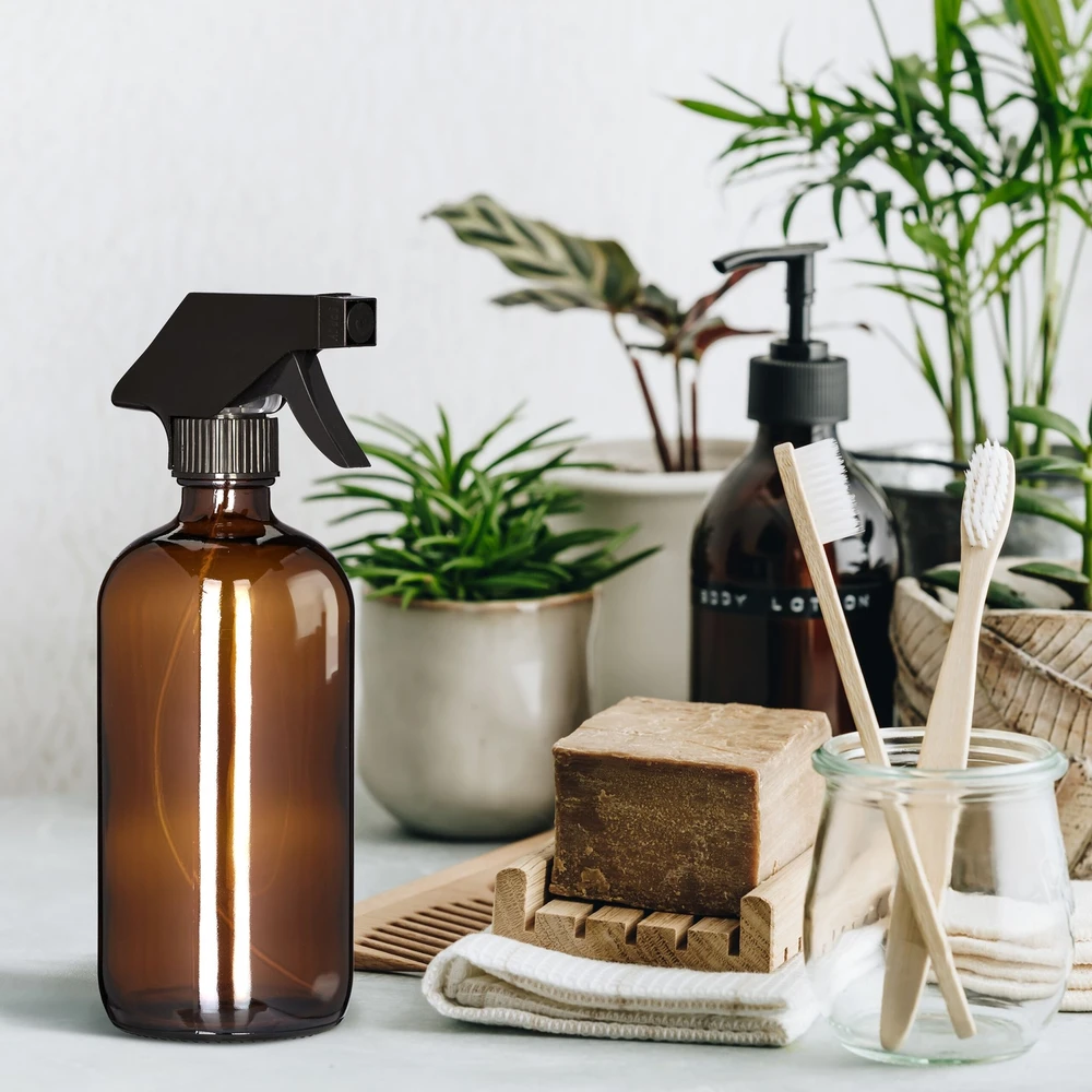 Relaxdays 6 rudų stiklinių purškimo buteliukų rinkinys 500ml