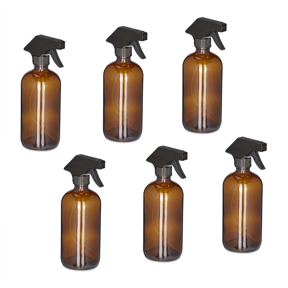 Relaxdays 6 rudų stiklinių purškimo buteliukų rinkinys 500ml