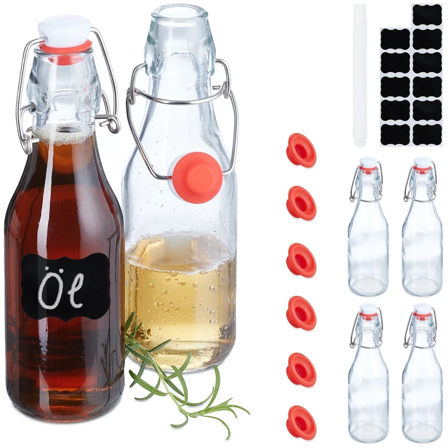 Relaxdays 6 užspaudžiamų butelių rinkinys 250 ml