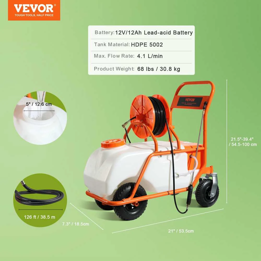 VEVOR 60 litrų sodo purkštuvas su kuprine
