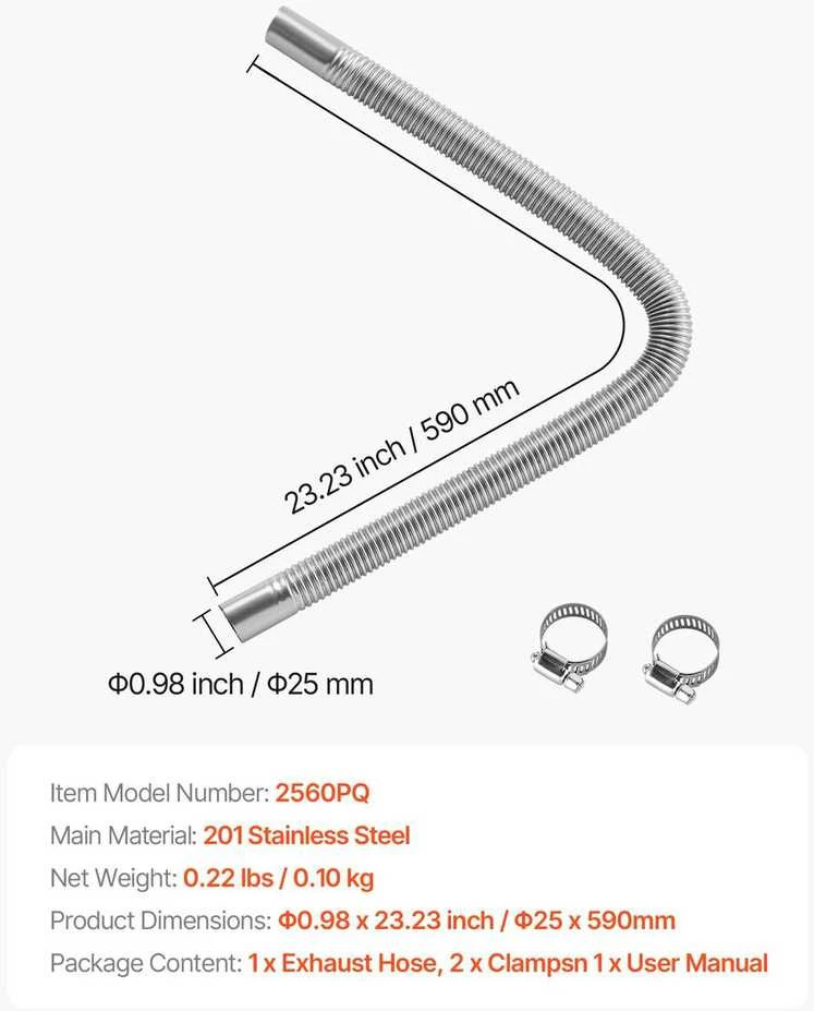 VEVOR 600 mm dyzelinio šildytuvo išmetimo žarna