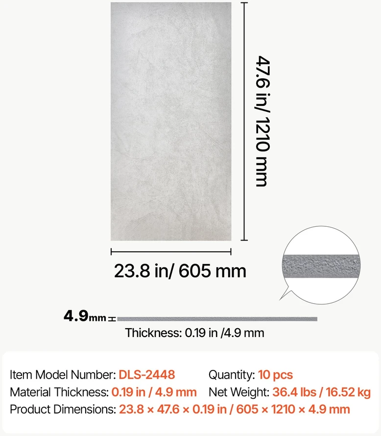 VEVOR 605x1210mm PVC lubų plokštės, 10 vnt.