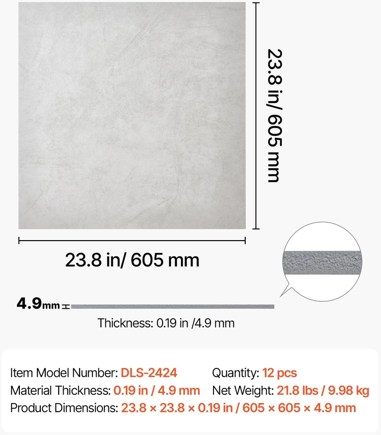 VEVOR 605x605 mm PVC pakabinamos lubų plokštės (12 vnt.)