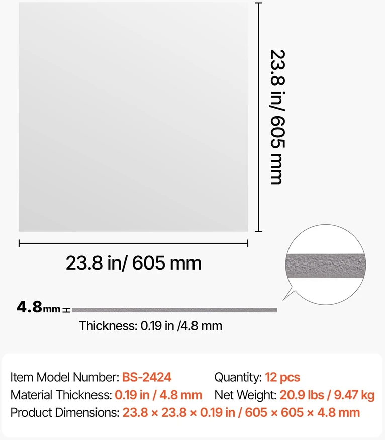 VEVOR 605x605mm PVC lubų plytelės, 12 vnt.