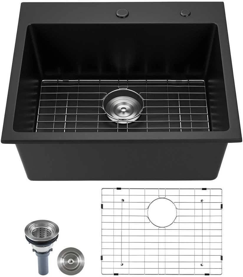 VEVOR 63 cm granito virtuvinė kriauklė vieno dubens