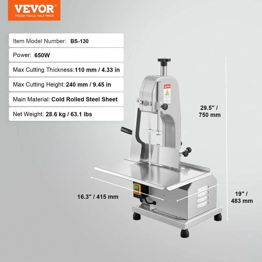 VEVOR 650W elektrinė mėsos pjovimo mašina