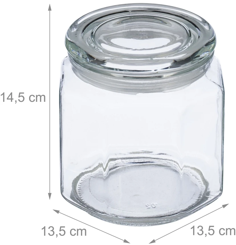 Relaxdays 6x 1,3 l stikliniai laikymo indai su dangteliais
