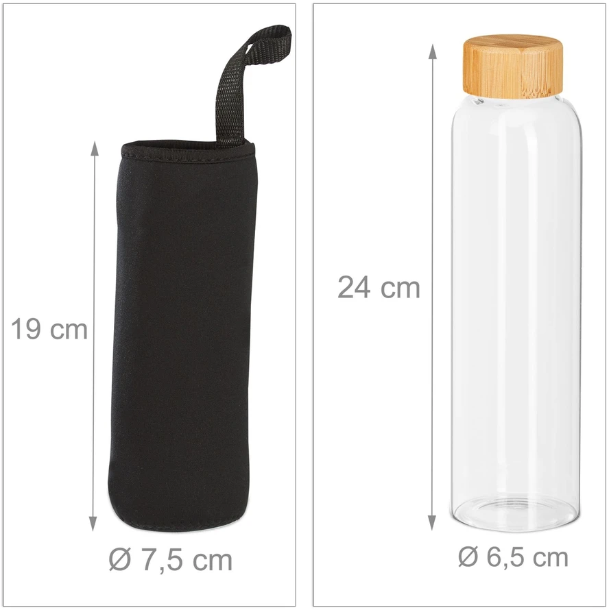Relaxdays 6x gertuvė su bambukiniu dangteliu 500 ml