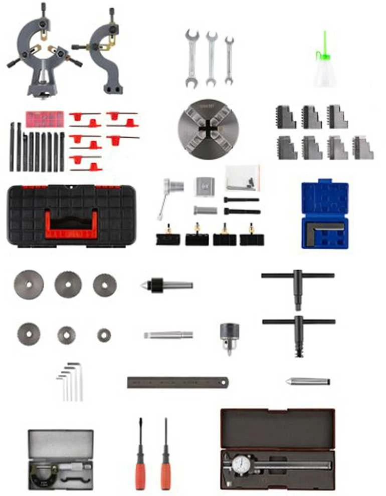 VEVOR 750W mini metalo tekinimo staklės su priedų dėže