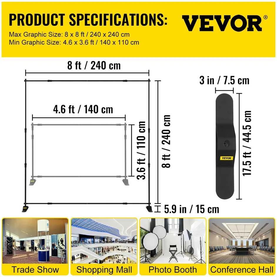 Vevor 8 pėdų reguliuojamas reklaminio stendo laikiklis