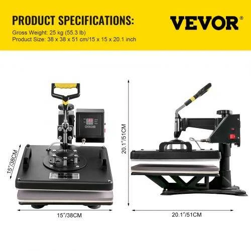 VEVOR 8 viename termopresuotas aparatas sublimacijai
