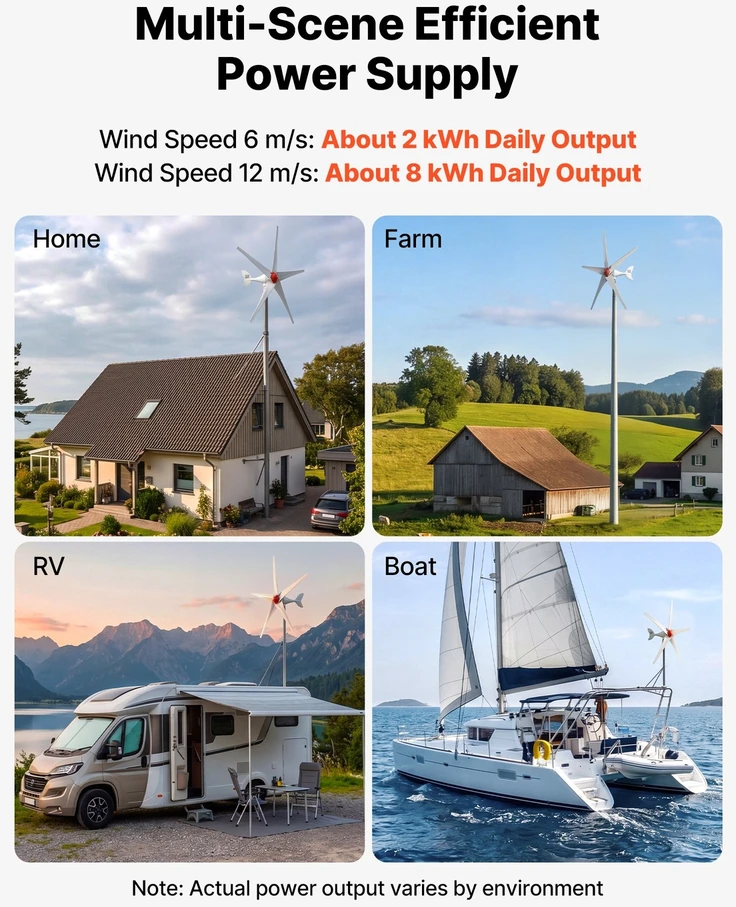 VEVOR 800W 12V vėjo turbinos generatorius su MPPT