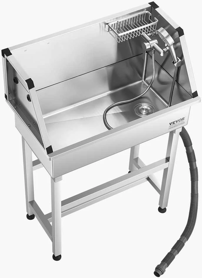 VEVOR 86.4 cm plieninė šunų maudymo vonia su čiaupu