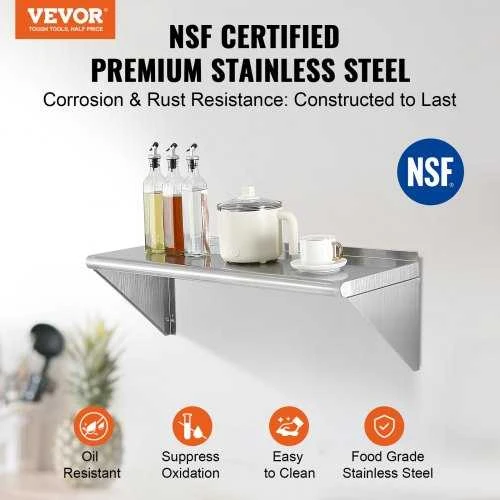 VEVOR 91 cm x 30 cm nerūdijančio plieno lentyna
