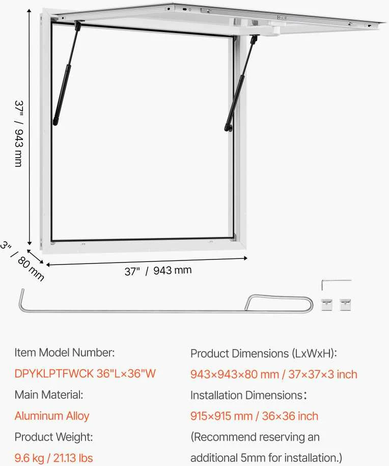 VEVOR 92x92 cm maisto langas su markize maisto sunkvežimiui