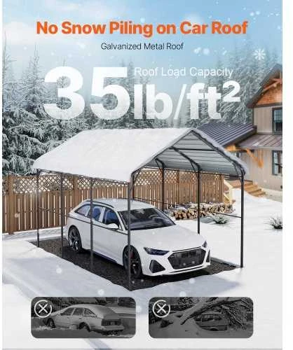 VEVOR 9,84 x 14,76 m metalinis automobilių stogelis valtims