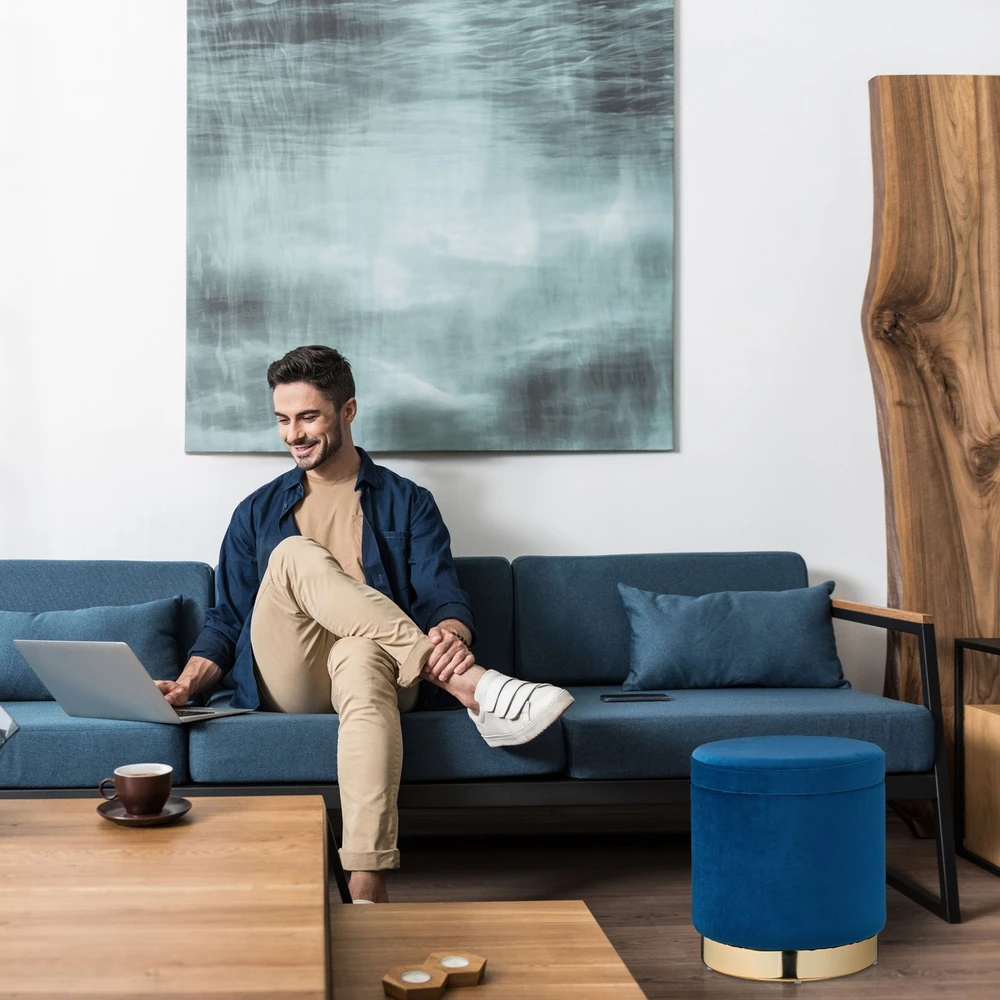 Relaxdays Aksominė daiktadėžė-taburetė