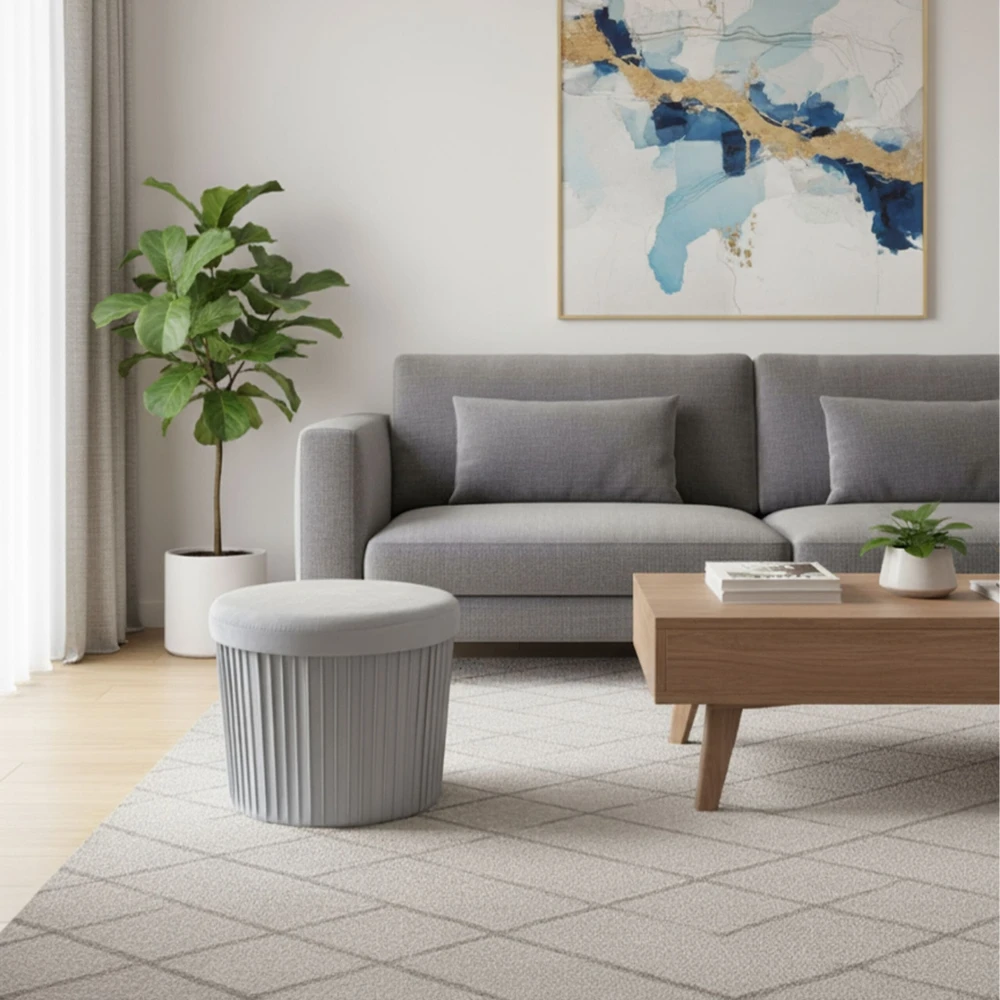 Relaxdays Aksominė daiktadėžė-taburetė