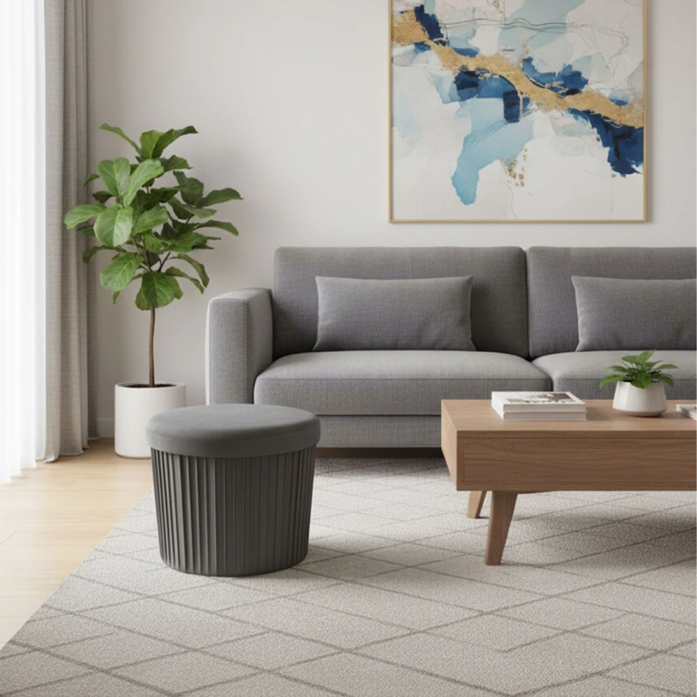 Relaxdays Aksominė daiktadėžė-taburetė