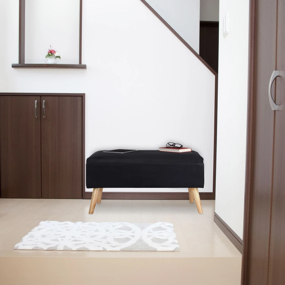 Relaxdays Aksominė pufa su daiktadėže