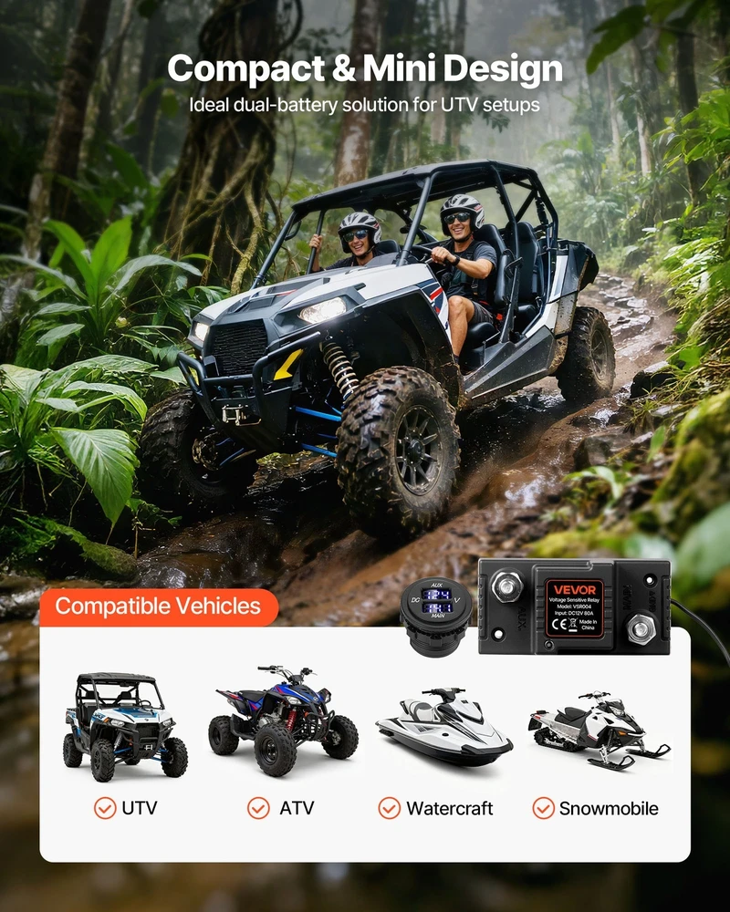 VEVOR Akumuliatoriaus izoliacijos rinkinys, 12V 80A su VSR rele