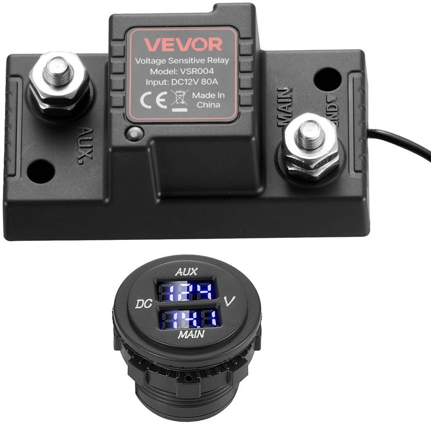 VEVOR Akumuliatoriaus izoliacijos rinkinys, 12V 80A su VSR rele