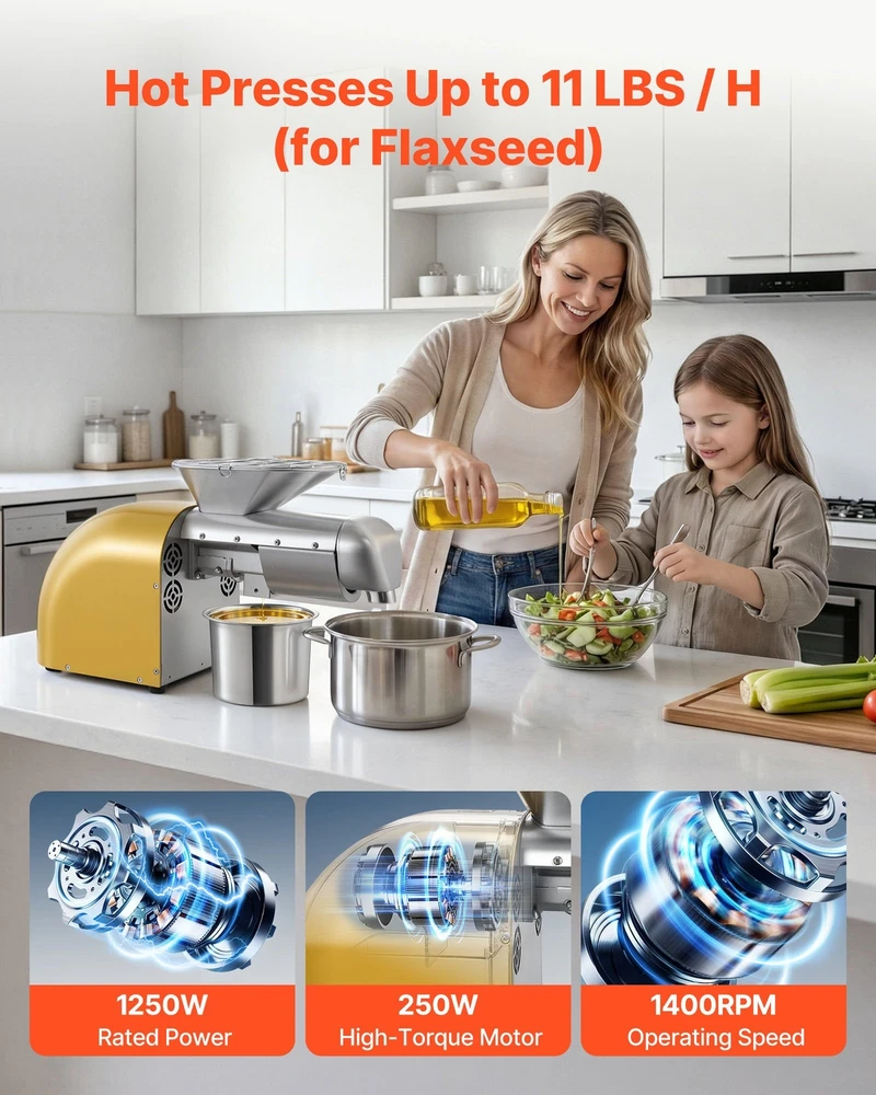VEVOR Aliejaus spaudimo aparatas 5kg/h, 1250 W