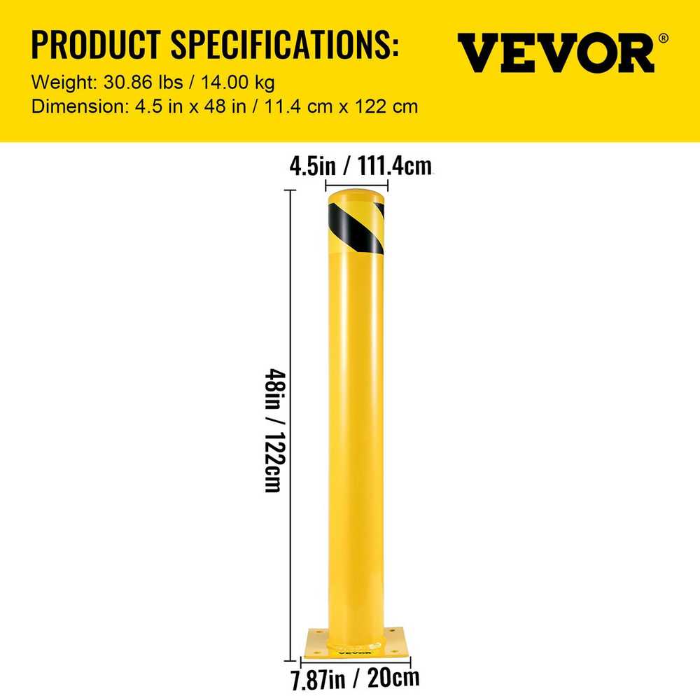 VEVOR apsauginis stulpas 122 cm aukščio plieno