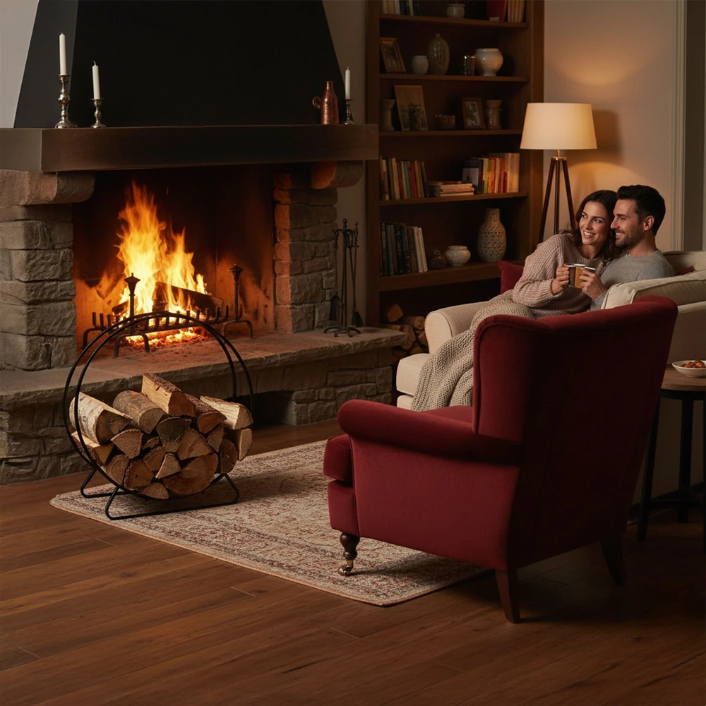 Relaxdays Apvali malkų lentyna