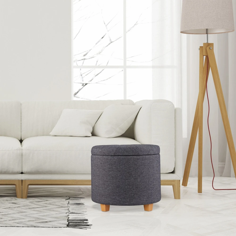 Relaxdays Apvali taburetė su daiktų laikymo vieta