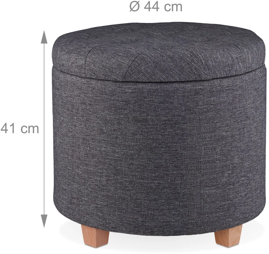 Relaxdays Apvali taburetė su laikymo vieta