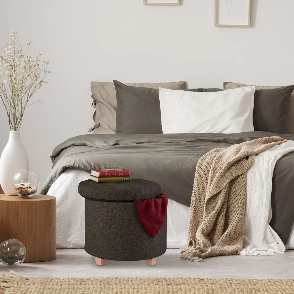 Relaxdays Apvali taburetė su laikymo vieta