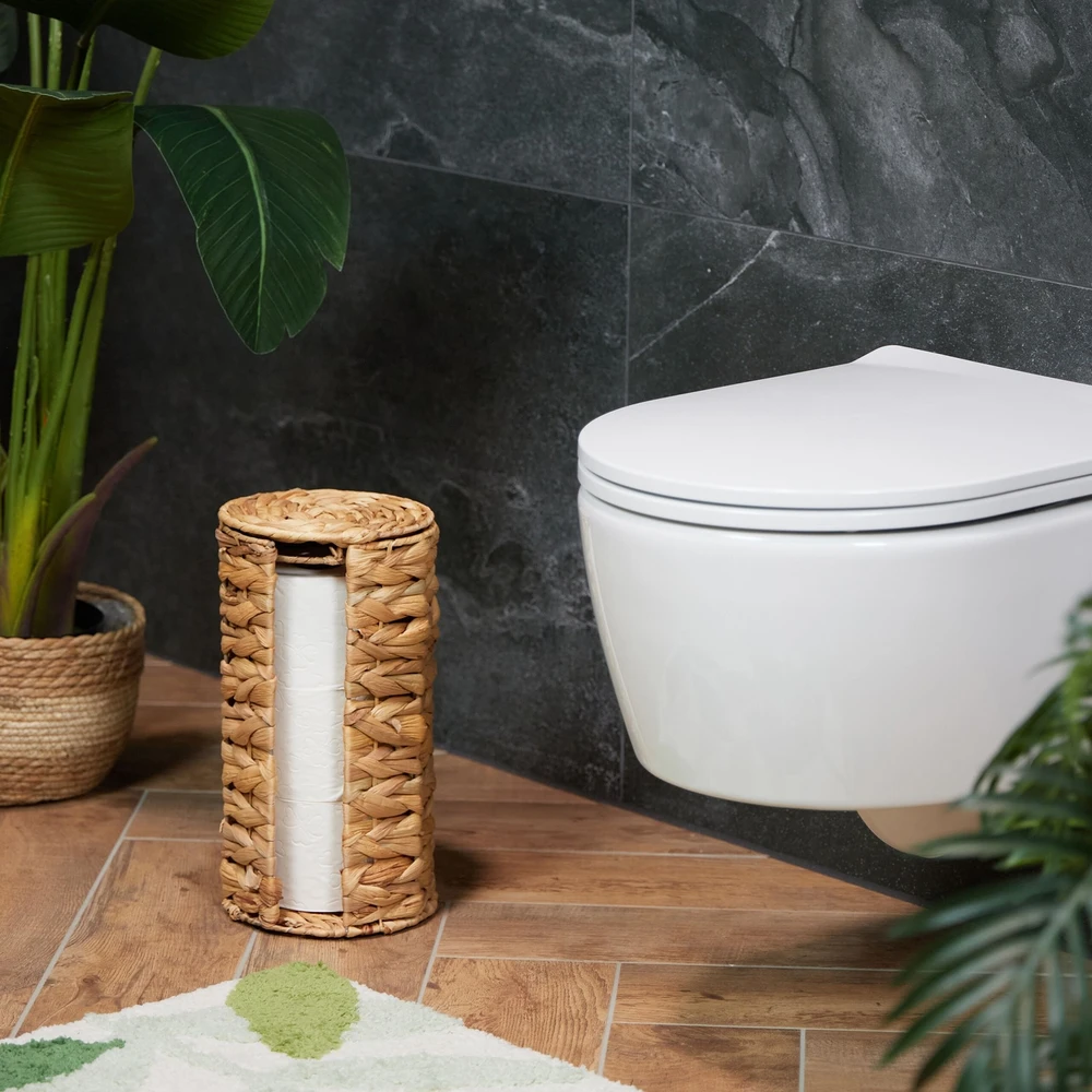 Relaxdays Apvali tualetinio popieriaus ritinėlių laikymo dėžė 3 ritinėliams