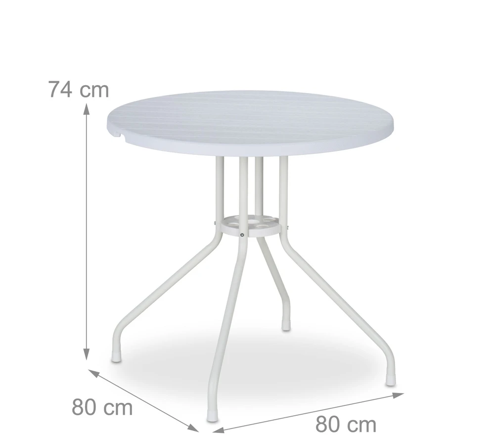Relaxdays Apvalus baltas sodo stalas
