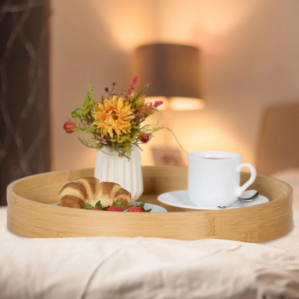 Relaxdays Apvalus bambukinis serviravimo padėklas
