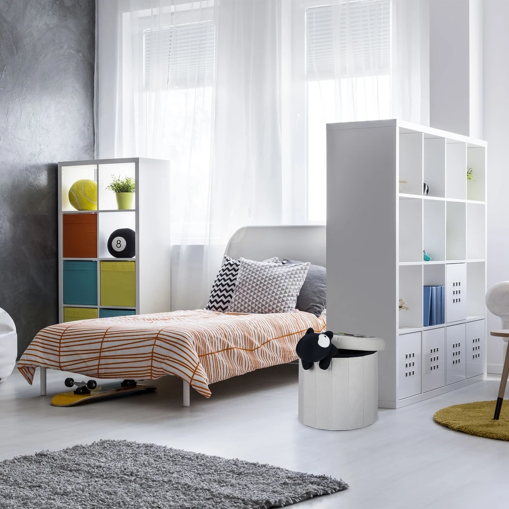 Relaxdays Apvalus daiktadėžės pufas, dydis L