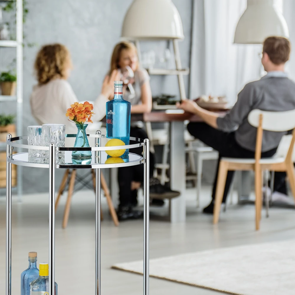 Relaxdays Apvalus serviravimo vežimėlis sidabrinis