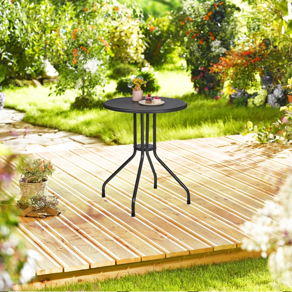 Relaxdays Apvalus sodo stalas rotango stiliaus