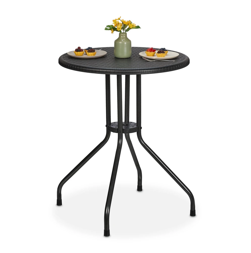Relaxdays Apvalus sodo stalas rotango stiliaus